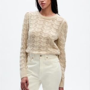 Gap pointelle sweater birch beige medium NWT